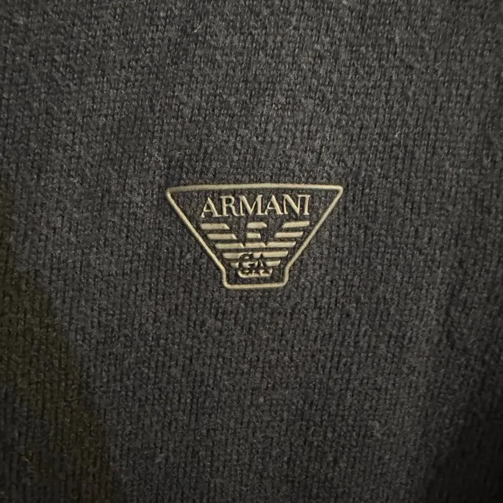 Emporio Giorgio Armani Blue Men’s V-neck Knit Vest Gilet Classic Old Money XS
